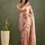 Peach chiffon heavy lace border work party wear saree