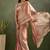 Peach chiffon heavy lace border work party wear saree