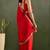 Red chiffon heavy lace border work party wear saree