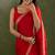 Red chiffon heavy lace border work party wear saree