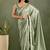 Pista green chiffon heavy lace border work party wear saree