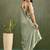 Pista green chiffon heavy lace border work party wear saree