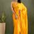 Orange chiffon heavy lace border work party wear saree
