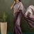 Lavender chiffon heavy lace border work party wear saree