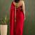 Red chiffon heavy lace border work party wear saree