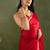 Red chiffon heavy lace border work party wear saree