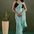 Sky blue designer printed work chiffon casual wear saree