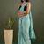 Sky blue designer printed work chiffon casual wear saree