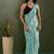 Sky blue designer printed work chiffon casual wear saree