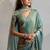 Ice blue handwork zarkan border work silk party wear saree