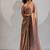 Grey handwork zarkan border work silk party wear saree
