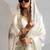 White handwork zarkan border work silk party wear saree