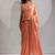Peach handwork zarkan border work silk party wear saree