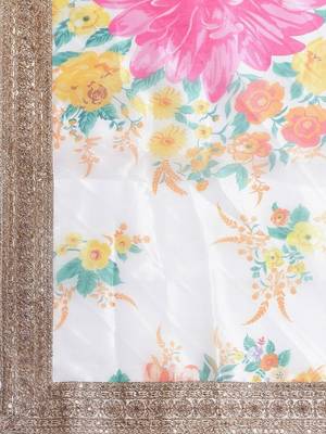 Off-White Semi-Stitched Lehenga & Unstitched Blouse with Dupatta 5