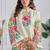 Off white floral printed mandarin collar cotton top with trouser