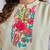 Off white floral printed mandarin collar cotton top with trouser