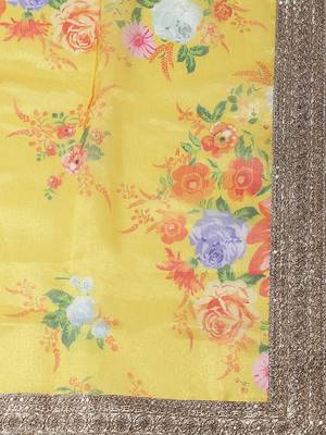 Yellow & Orange Printed Semi-Stitched Lehenga & Unstitched Blouse with Dupatta 5