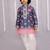 Blue printed cotton silk kurta pyjama