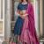 blue tussar Silk Lehenga Choli with Prints & Foil Work 