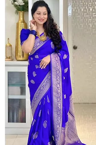 Pink color silk blend saree with blouse