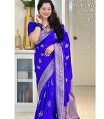 Pink color silk blend saree with blouse