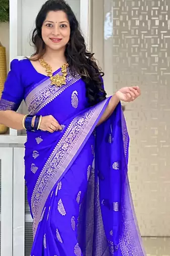 Pink color silk blend saree with blouse
