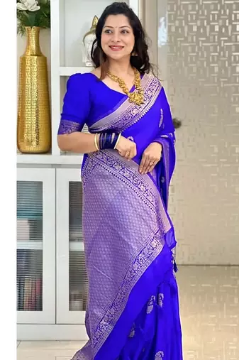 Pink color silk blend saree with blouse