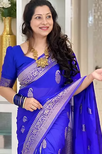 Pink color silk blend saree with blouse