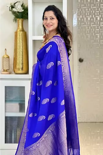 Pink color silk blend saree with blouse
