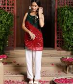 New Stylish Red Green Kurta Set With Bottom Summer Wear Kurta Set 