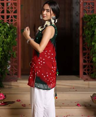 New Stylish Red Green Kurta Set With Bottom Summer Wear Kurta Set  4