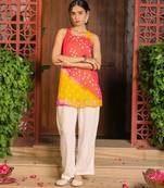 Rani Yellow Bandhej Kurta Set Party Wear Kurta With Bottom