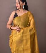 Golden Shimmering Tissue silk blend Saree 