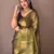 Olive Green Shimmering Tissue silk blend Saree 