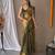 Olive Green Shimmering Tissue silk blend Saree 