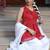 Bandhani Print Red Kurta Set With Bottom Wedding Wear Dress Festival Wear Kurta Set 