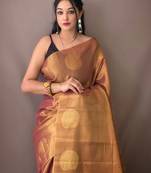 Pinkish Brown Shimmering Tissue silk blend Saree 
