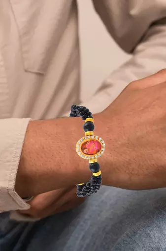 Facetted black onyx guriji bracelet