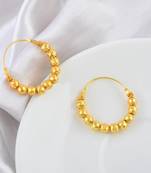 Brass micron carved beaded hoop earrings women