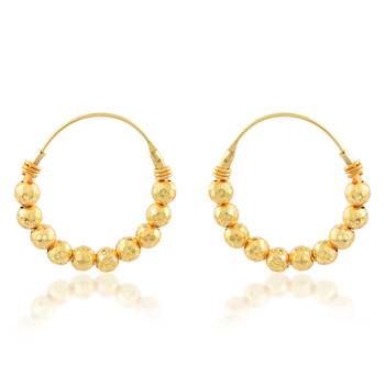 Brass micron carved beaded hoop earrings women 2