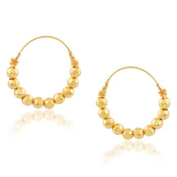 Brass micron carved beaded hoop earrings women 3