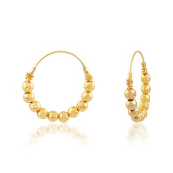 Brass micron carved beaded hoop earrings women 4