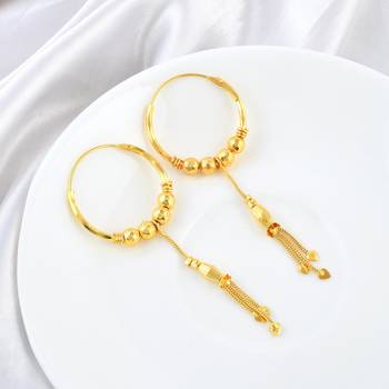 Brass micron gold hoop jhalar earrings for women 1