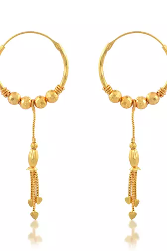 Brass micron gold hoop jhalar earrings for women
