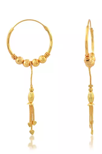 Brass micron gold hoop jhalar earrings for women