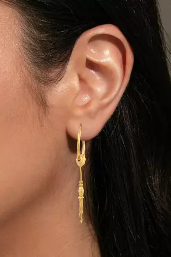 Brass micron gold hoop jhalar earrings for women
