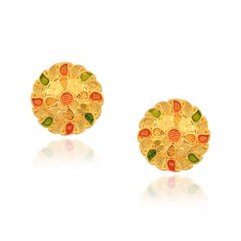 Brass micron gold meenakari stud earrings women 3