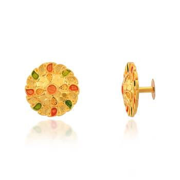 Brass micron gold meenakari stud earrings women 4