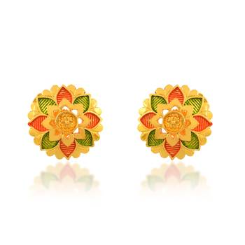 Brass micron gold meenakari stud earrings women 2