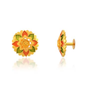 Brass micron gold meenakari stud earrings women 4